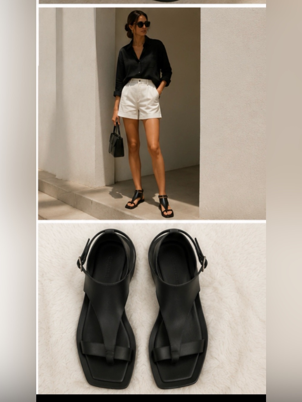 Max Mara Black Leather Square Toe Ankle Strap Flat Sandals – Size EU 39